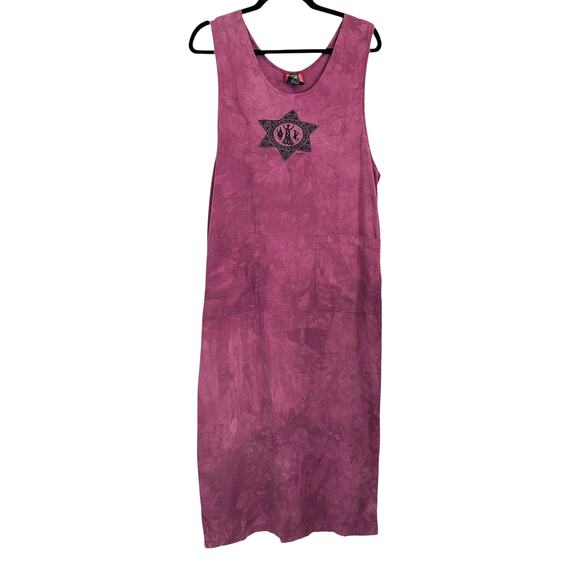 Vintage Dagoli Cotton Maxi Jumper Dress S Sleeveless Tribal Graphic Boho Y2K - Picture 1 of 7